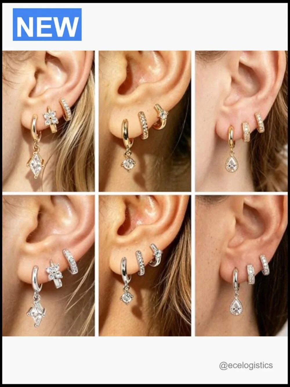 12 Pairs 14K Gold Plated Chunky Hoop Earrings Set Hypoallergenic Lightweight